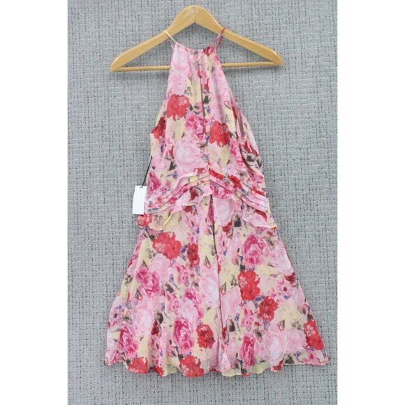 Floret Studios Flare Dress Womens Large Pink Floral Pattern Sleeveless Lined NWT - Picture 5 of 7